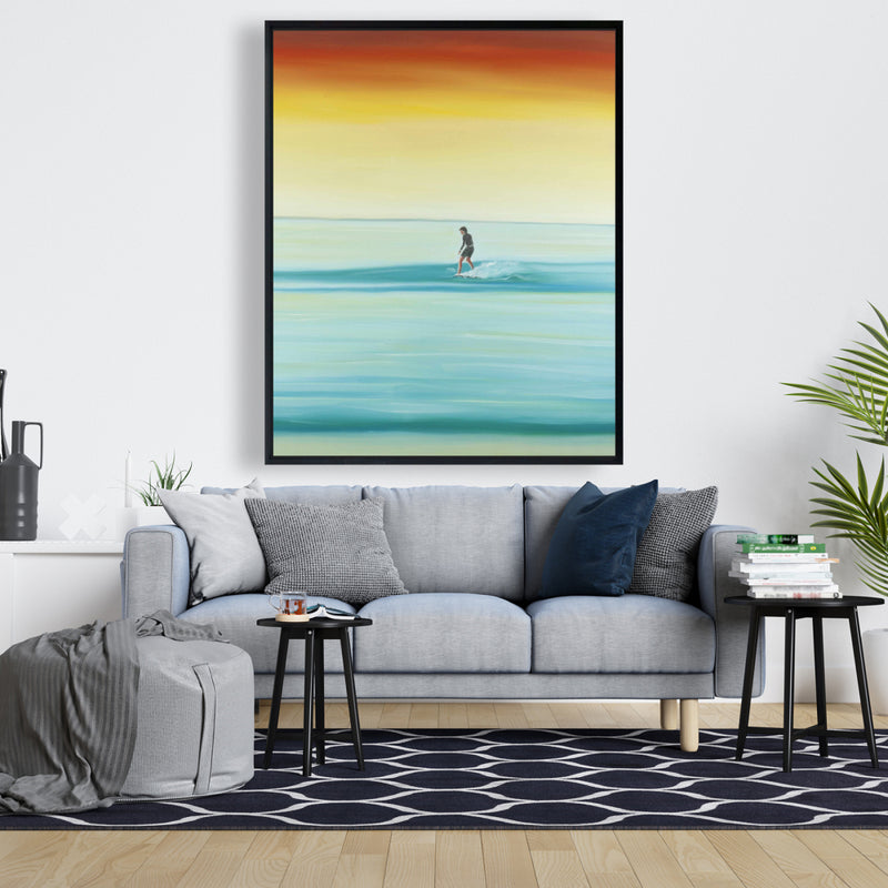 A Surfer By Dawn, Fine art gallery wrapped canvas 16x48
