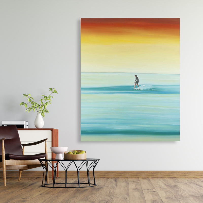 A Surfer By Dawn, Fine art gallery wrapped canvas 16x48