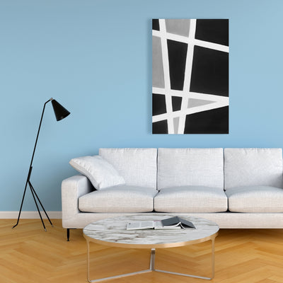 Black And White Abstract Lines, Fine art gallery wrapped canvas 24x36