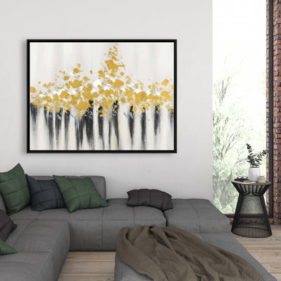 Abstract Gold Flowers , Fine art gallery wrapped canvas 24x36