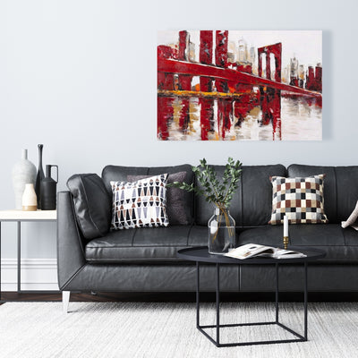 Abstract And Industrial Red Bridge, Fine art gallery wrapped canvas 24x36