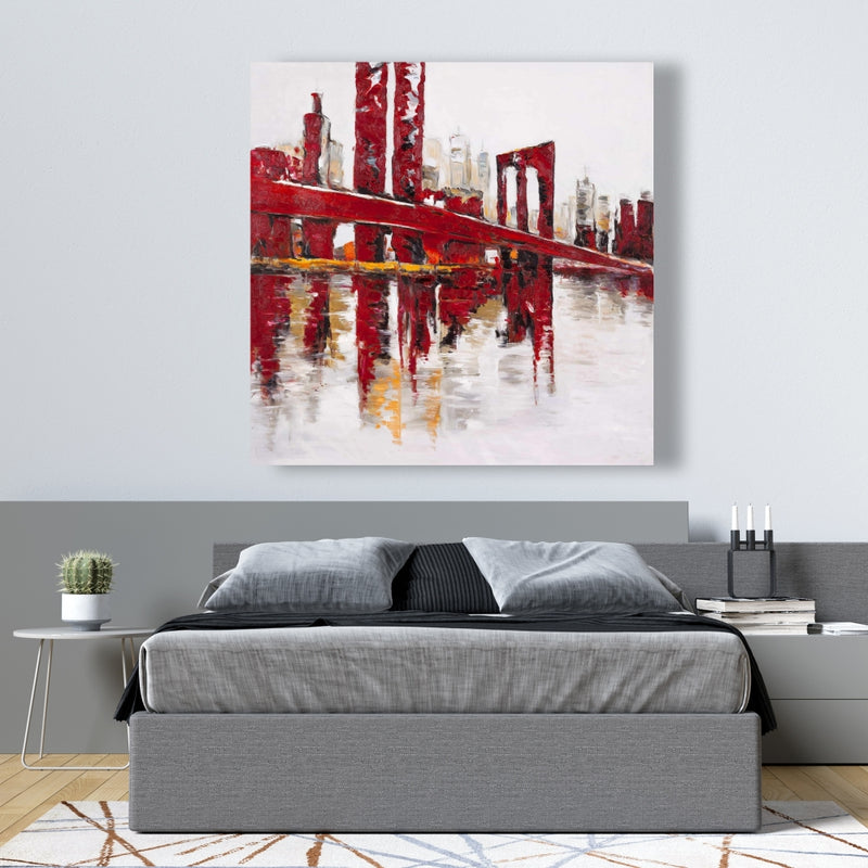 Abstract And Industrial Red Bridge, Fine art gallery wrapped canvas 24x36