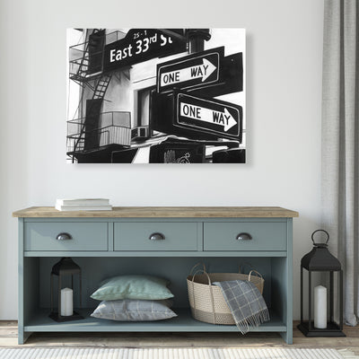 New York City Signs In Front Of An Appartment, Fine art gallery wrapped canvas 24x36