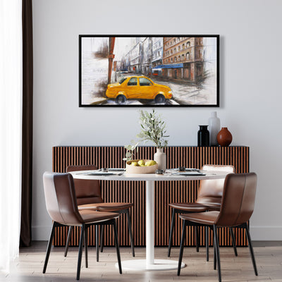 Taxi In The Street Sketch, Fine art gallery wrapped canvas 24x36
