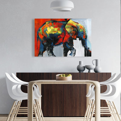 Abstract And Colorful Elephant In Motion, Fine art gallery wrapped canvas 24x36