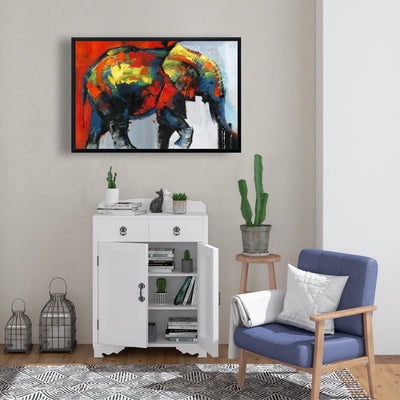 Abstract And Colorful Elephant In Motion, Fine art gallery wrapped canvas 24x36