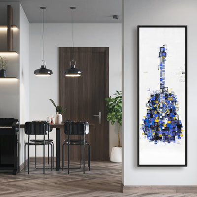 Abstract Guitar Made Of Squares, Fine art gallery wrapped canvas 16x48