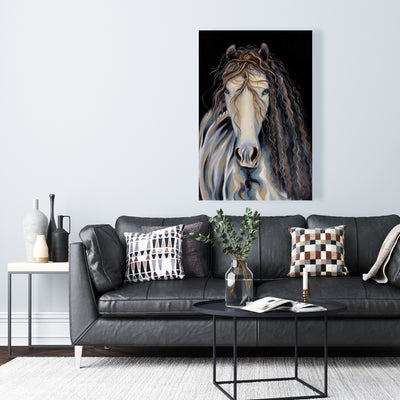 Abstract Horse With Curly Mane, Fine art gallery wrapped canvas 16x48
