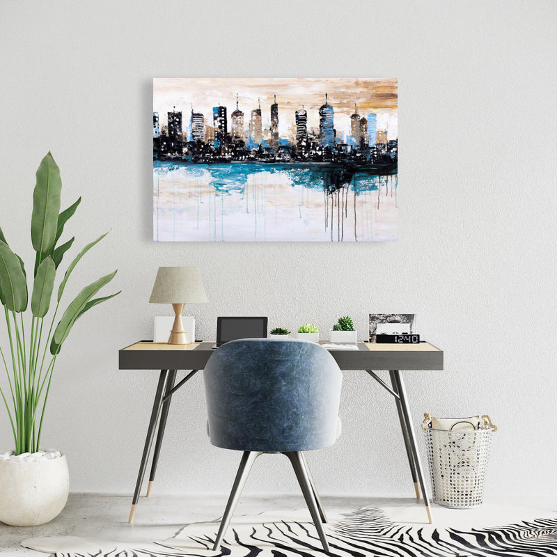 Buildings On The Horizon, Fine art gallery wrapped canvas 16x48