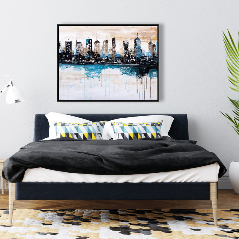 Buildings On The Horizon, Fine art gallery wrapped canvas 16x48