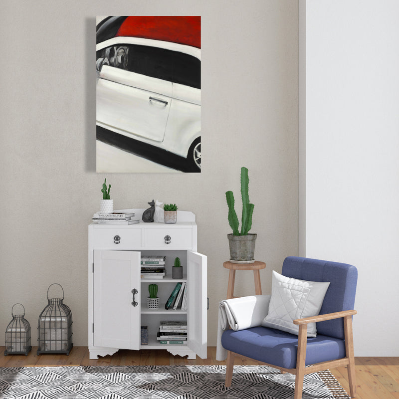 Italian Red And White Car, Fine art gallery wrapped canvas 24x36