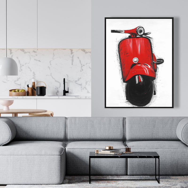 Red Italian Scooter, Fine art gallery wrapped canvas 24x36