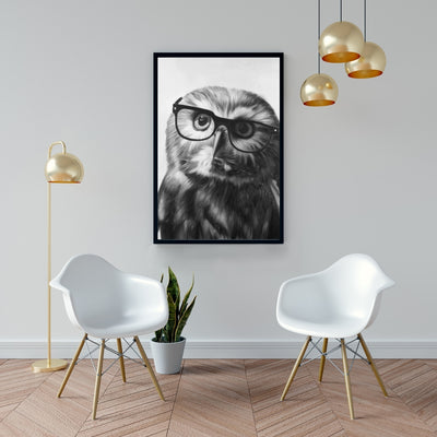Northern Saw-Whet Owl With Glasses, Fine art gallery wrapped canvas 24x36