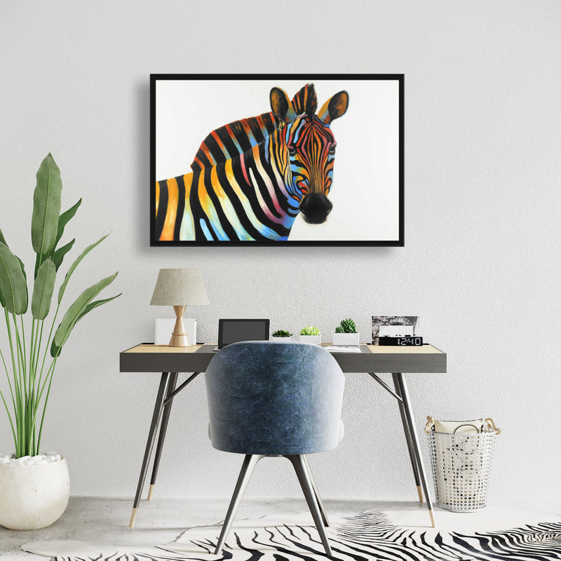 Colorful Profile View Of A Zebra, Fine art gallery wrapped canvas 16x48