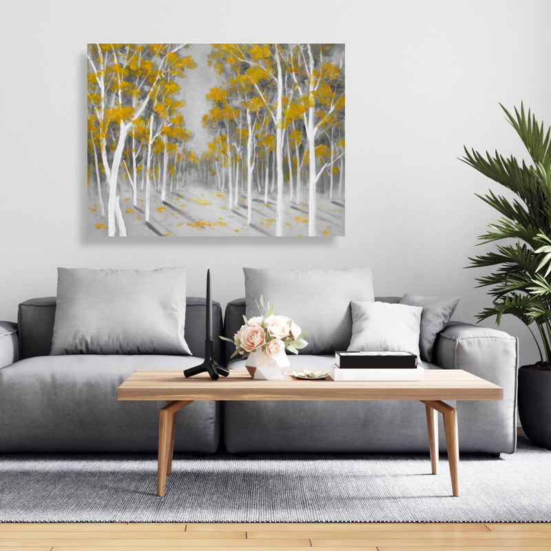 Yellow Birch Forest, Fine art gallery wrapped canvas 16x48