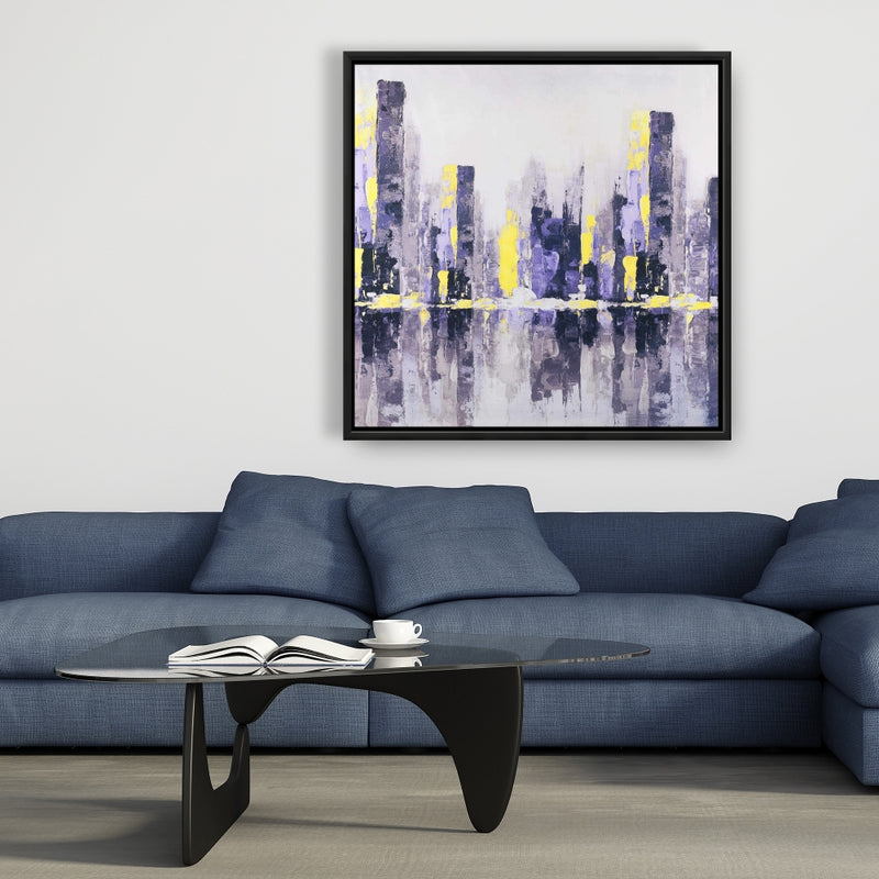 Abstract Purple City, Fine art gallery wrapped canvas 36x36