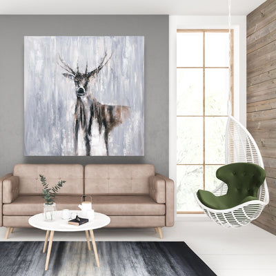 Winter Abstract Deer, Fine art gallery wrapped canvas 16x48