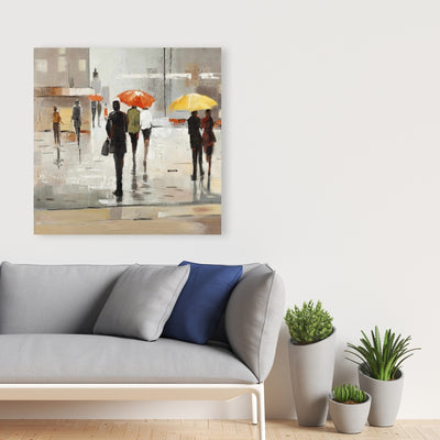 Abstract Passersby With Umbrellas, Fine art gallery wrapped canvas 24x36