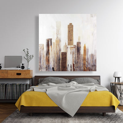 Abstract Earthy Tones City, Fine art gallery wrapped canvas 16x48
