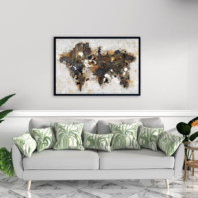 Abstract World Map With Typography, Fine art gallery wrapped canvas 24x36