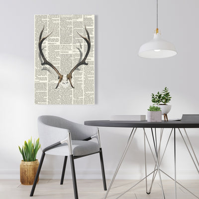 Deer Horns With Newspaper, Fine art gallery wrapped canvas 24x36