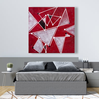 White Triangles On Red Background, Fine art gallery wrapped canvas 36x36