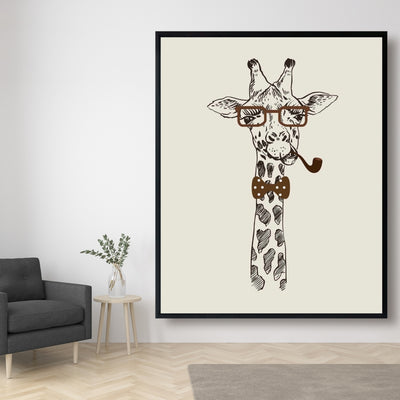 Funny Giraffe With A Pipe, Fine art gallery wrapped canvas 24x36