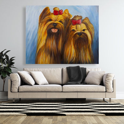 Two Smiling Dogs With Bow Tie, Fine art gallery wrapped canvas 24x36