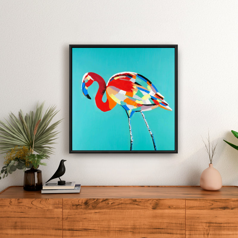 Abstract Flamingo, Fine art gallery wrapped canvas 16x48