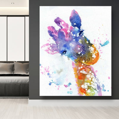 Abstract Giraffe With Color Splash, Fine art gallery wrapped canvas 24x36
