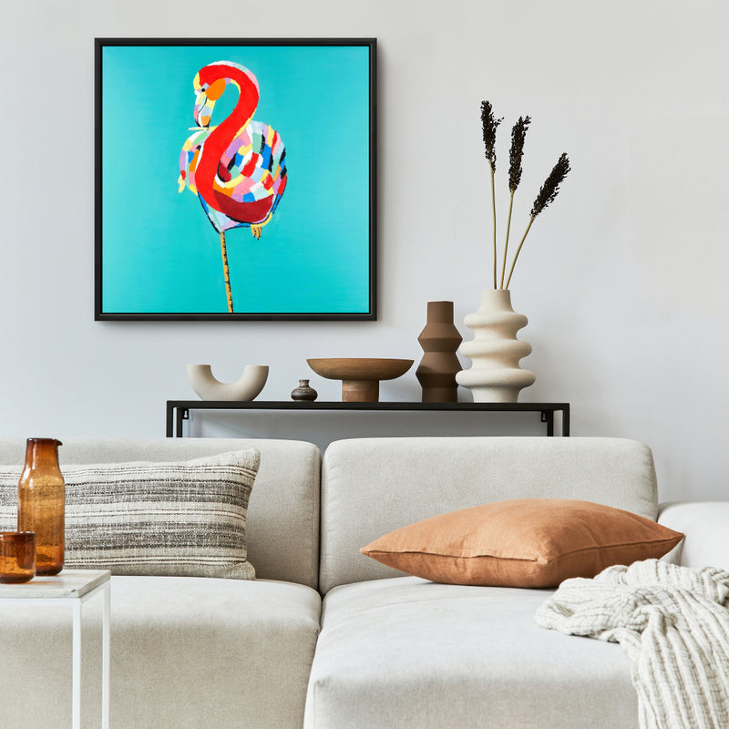 Colorful Flamingo, Fine art gallery wrapped canvas 16x48