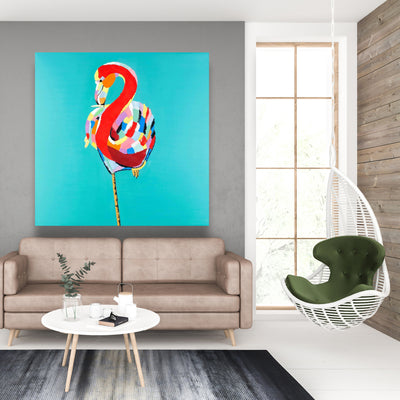 Colorful Flamingo, Fine art gallery wrapped canvas 16x48