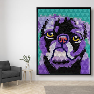 Geometric Pug, Fine art gallery wrapped canvas 48x60
