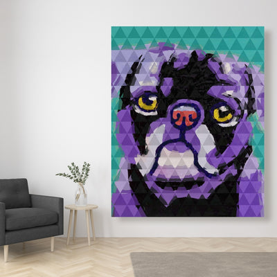 Geometric Pug, Fine art gallery wrapped canvas 48x60