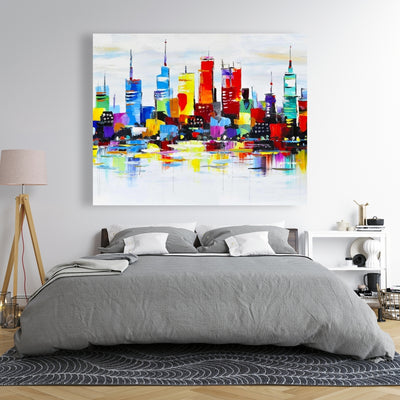 Abstract And Colorful City, Fine art gallery wrapped canvas 16x48