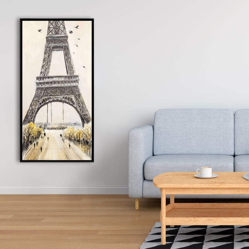 Eiffel Tower With Flying Birds, Fine art gallery wrapped canvas 16x48