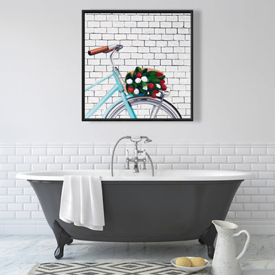 Bicycle With A Bouquet Of Tulips, Fine art gallery wrapped canvas 24x36