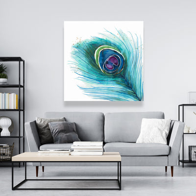 Peacock Feather Closeup, Fine art gallery wrapped canvas 16x48