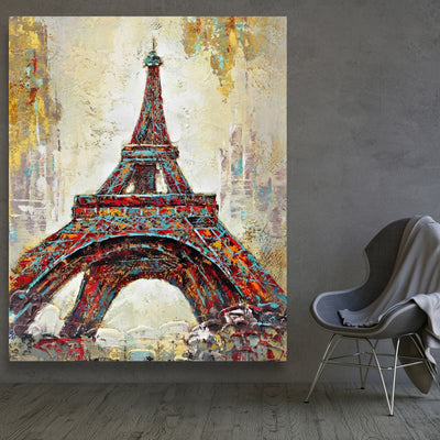 Abstract Eiffel Tower, Fine art gallery wrapped canvas 16x48