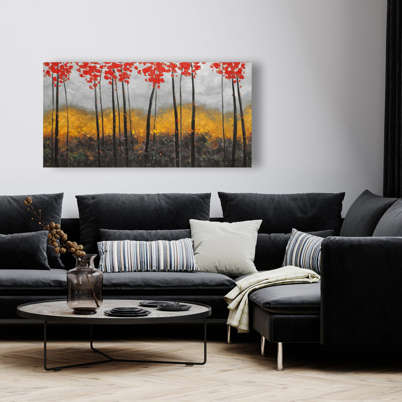 Abstract Autumn Trees, Fine art gallery wrapped canvas 16x48