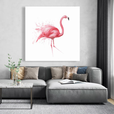 Pink Flamingo Watercolor, Fine art gallery wrapped canvas 24x36