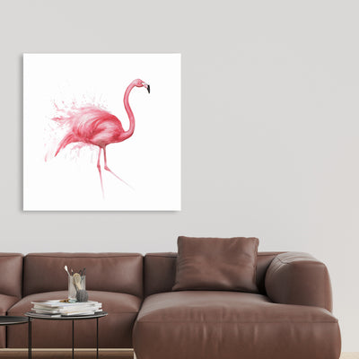 Pink Flamingo Watercolor, Fine art gallery wrapped canvas 24x36