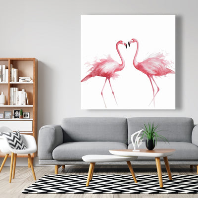 Two Pink Flamingo Watercolor, Fine art gallery wrapped canvas 24x36