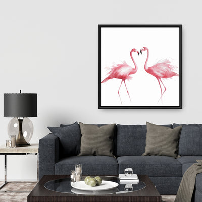 Two Pink Flamingo Watercolor, Fine art gallery wrapped canvas 24x36