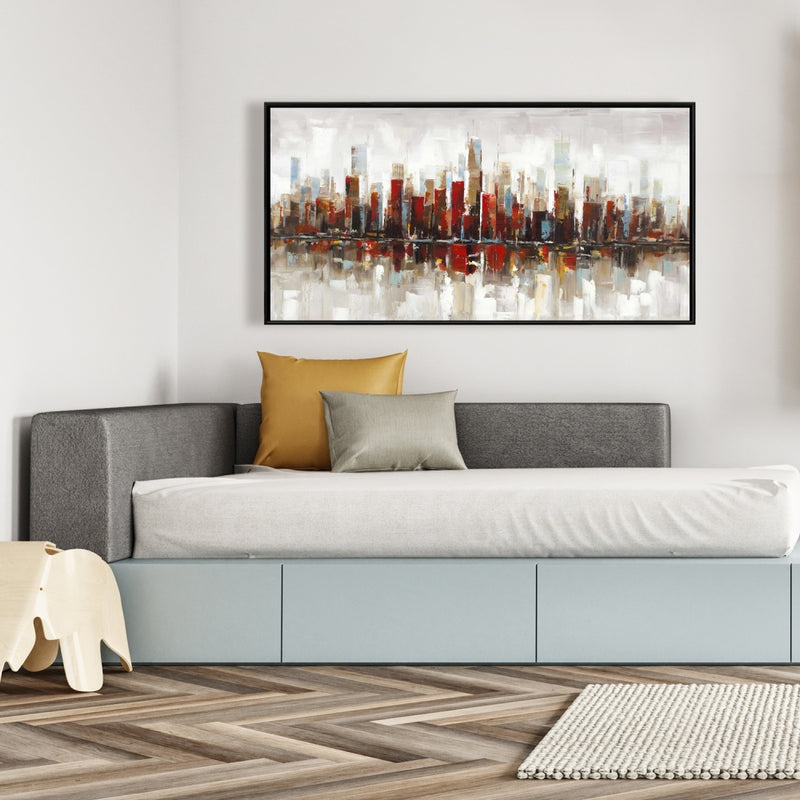 Abstract Colorful Skyscrapers, Fine art gallery wrapped canvas 16x48