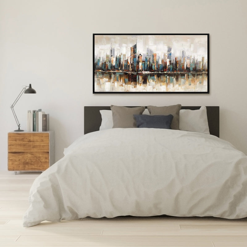 Abstract Buildings With Textures, Fine art gallery wrapped canvas 16x48