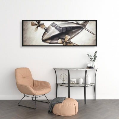 Airplane In Full Flight, Fine art gallery wrapped canvas 16x48