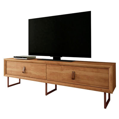 TV Stand with Country chic design, copper style feet and leather pushers