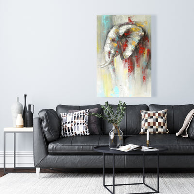 Abstract Paint Splash Elephant, Fine art gallery wrapped canvas 24x36