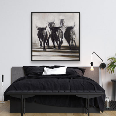 Running Fierce Bulls, Fine art gallery wrapped canvas 24x36